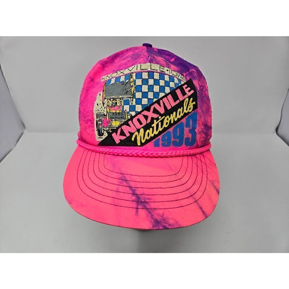 KNOXVILLE NATIONALS SPRINT CAR RACING IOWA 1993 PINK PURPLE TIE DYE HAT CAP